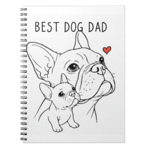 Minimalist French Bulldog "Best Dog Dad" Line Art  Notebook