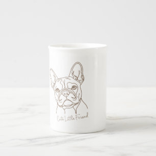 Minimalist French Bulldog Line Art - "Cute Little  Bone China Mug