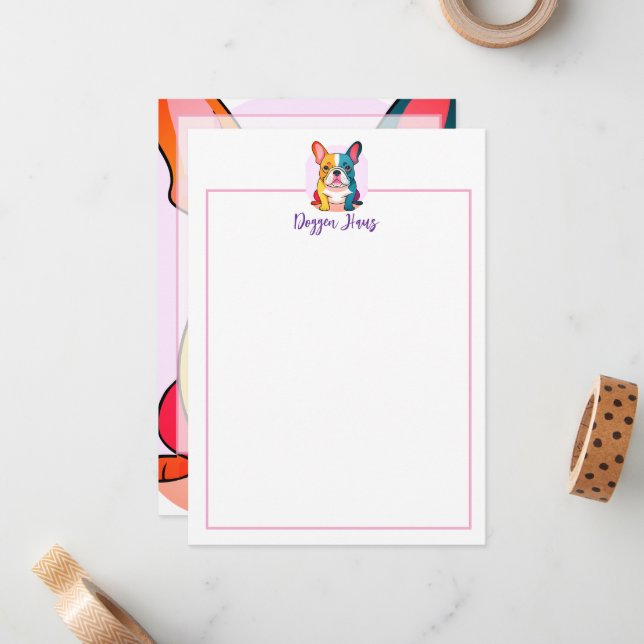 Minimalist  – French Bulldog & QR Code  Card (Front/Back In Situ)