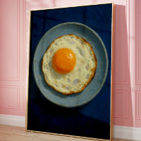 Minimalist Fried Egg Wall Art Print Modern Poster 