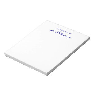 Minimalist From The Desk Of Navy Blue Script Name Notepad