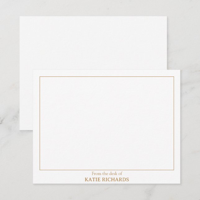 Minimalist From the desk of Square Border Gold Card (Front/Back)