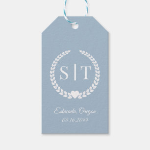 Minimalist Frosted Blue Monogram Initials Gift Tags
