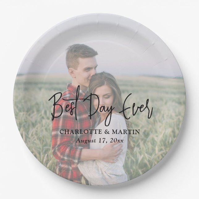 Minimalist Full Photo Wedding  Paper Plate (Front)