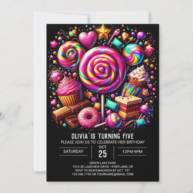 Minimalist Fun Candyland Digital Birthday Invitation (Front)