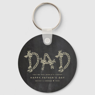 Minimalist Fun Chalkboard Dad Monogram Keychain