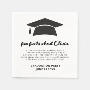 Minimalist Fun Facts Grad Cap Graduation Party  Napkin