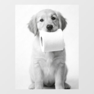 Minimalist Fun Golden Retriever Puppy Toilet Paper Window Cling
