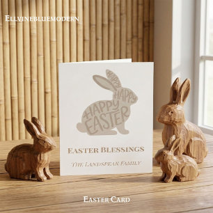Minimalist Fun Typography Easter Blessings Bunny Card