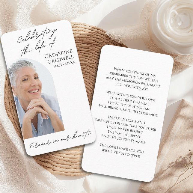 Minimalist Funeral Arch Photo Prayer Card (Minimalist Celebration of Life Arch Photo Prayer
)