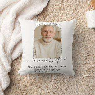 Minimalist Funeral Memorial In Loving Memory Photo Throw Pillow