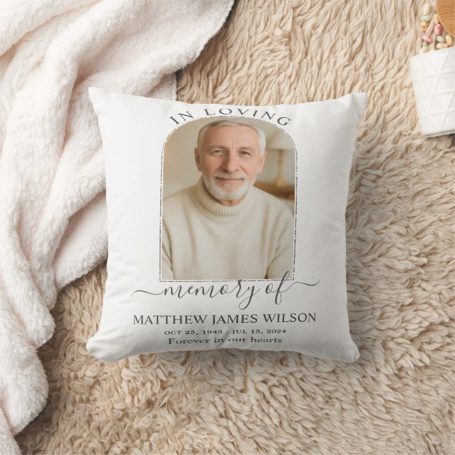 Minimalist Funeral Memorial In Loving Memory Photo Throw Pillow (Blanket)