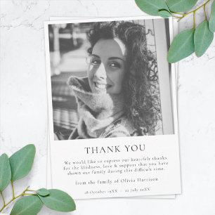 Minimalist Funeral   Modern Sympathy Photo Thank You Card