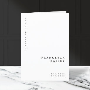 Minimalist Funeral   Order of Service Folded Program