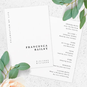 Minimalist Funeral Order of Service Simple Program