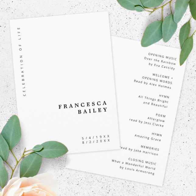 Minimalist Funeral | Order of Service Simple Program (Creator Uploaded)