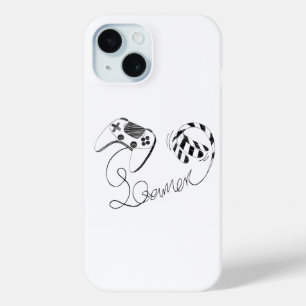 Minimalist Gamer Cat Line Art - Controller Cable  iPhone 15 Case