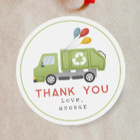 Minimalist Garbage Trash Truck Boy Birthday Favour