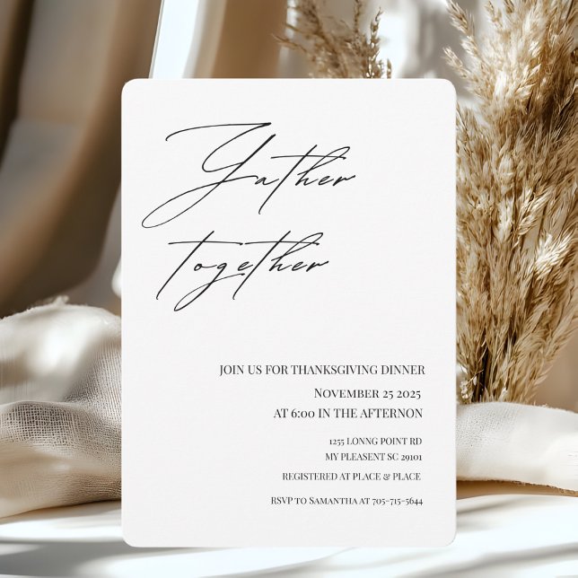 Minimalist Gather Together Thanksgiving Dinner  Invitation (Creator Uploaded)