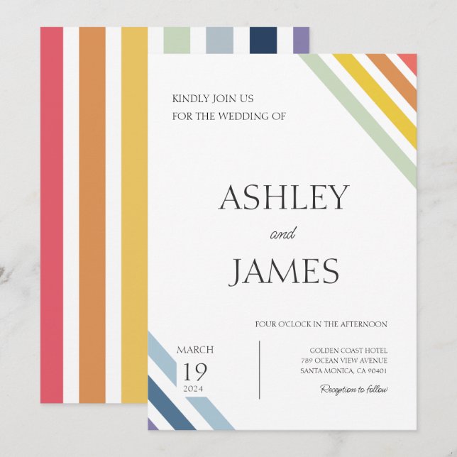Minimalist Gay Lesbian LGBTQ Wedding Invitation (Front/Back)