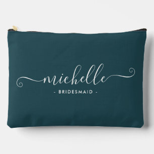 Minimalist Gemstone Green Personalized Bridesmaid Accessory Pouch