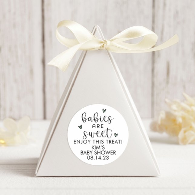 Minimalist Gender Neutral Babies Are Sweet Favour  Classic Round Sticker (Creator Uploaded)
