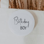 Minimalist Gender Neutral Birthday Boy 2 Inch Round Button<br><div class="desc">Celebrate your little one's special day with our minimalist gender-neutral birthday boy button, designed for kids of all ages. This product is perfect for birthdays in any season—spring, summer, fall, or winter- featuring a clean, modern black-and-white design with a touch of boho whimsy. Its simple yet rustic style makes it...</div>