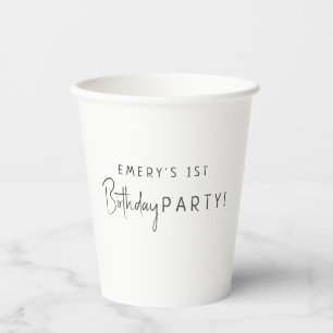 Minimalist Gender Neutral Birthday Party Paper Cups
