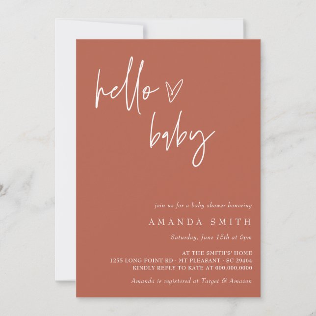 Minimalist Gender Neutral Desert Hello Baby Shower Invitation (Front)