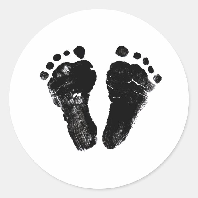 Minimalist Gender Neutral Footprints Baby Shower Classic Round Sticker (Front)