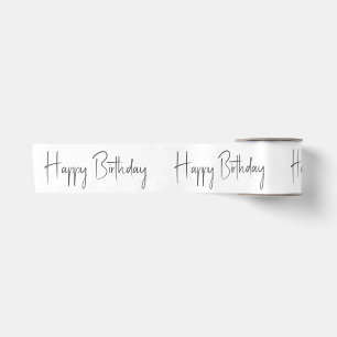 Minimalist Gender Neutral Happy Birthday Satin Ribbon