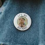 Minimalist Gender Neutral It's My Birthday Photo 2 Inch Round Button<br><div class="desc">Celebrate your little one's special day with our minimalist gender-neutral it's my birthday photo button, designed for kids of all ages. This product is perfect for birthdays in any season—spring, summer, fall, or winter- featuring a clean, modern black-and-white design with a touch of boho whimsy. Its simple yet rustic style...</div>