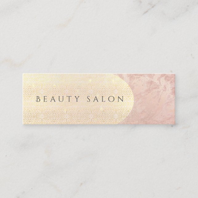 Minimalist gentle rose gold blushed marble mini business card (Front)