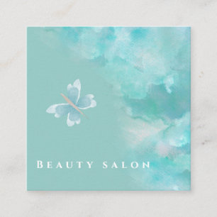 Minimalist gentle watercolor butterfly square business card