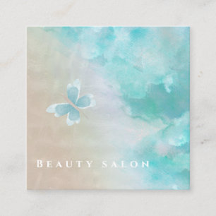 Minimalist gentle watercolor butterfly square business card