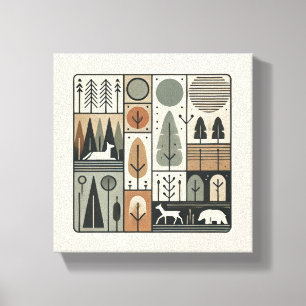 minimalist geometric abstract trees art canvas print