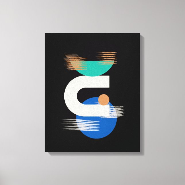 Minimalist Geometric Art on Black Stretched Canvas (Front)