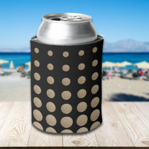 minimalist geometric black gold glitter polka dots can cooler
