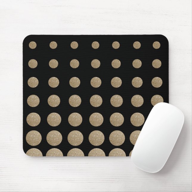 minimalist geometric black gold glitter polka dots mouse pad (With Mouse)