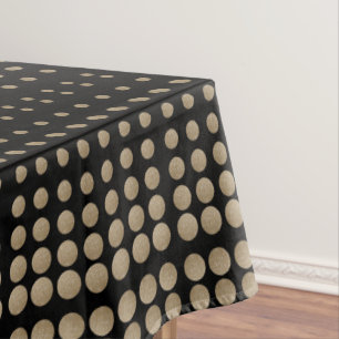 minimalist geometric black gold glitter polka dots tablecloth