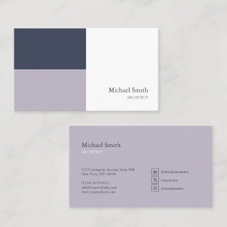 minimalist geometric blocks elegant purple business card