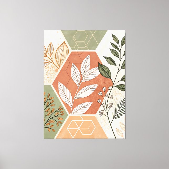 Minimalist Geometric & Botanical Stretched Canvas  (Front)