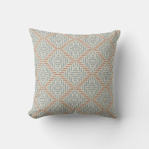 Minimalist geometric brown and blue grey throw pillow