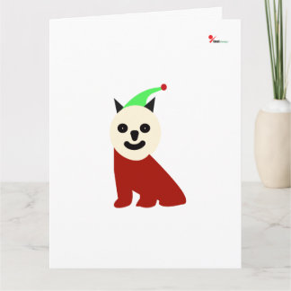 Minimalist Geometric Cat Elf Christmas Folded Gree Card