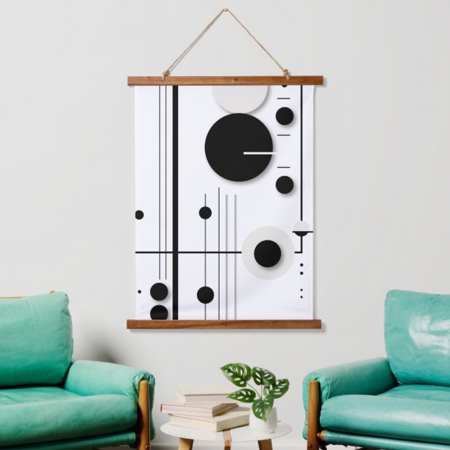 Minimalist Geometric Circle Symphony Lines Hanging Tapestry (Living Room)