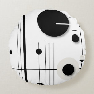 Minimalist Geometric Circle Symphony Lines Round Pillow