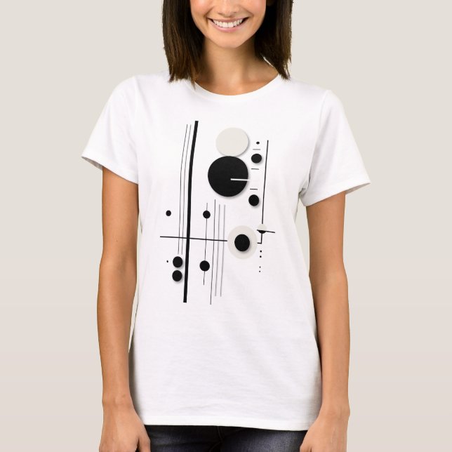 Minimalist Geometric Circle Symphony Lines T-Shirt (Front)