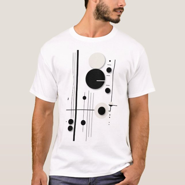 Minimalist Geometric Circle Symphony Lines T-Shirt (Front)