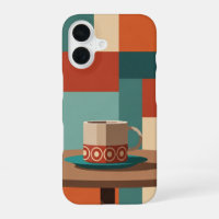 Minimalist Geometric Coffee Cup Scene