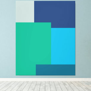 Minimalist Geometric Color Block Blue Green Tones Canvas Print